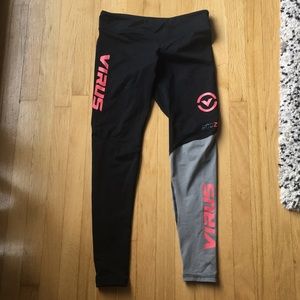Black with pink/grey virus compression pants (xs)